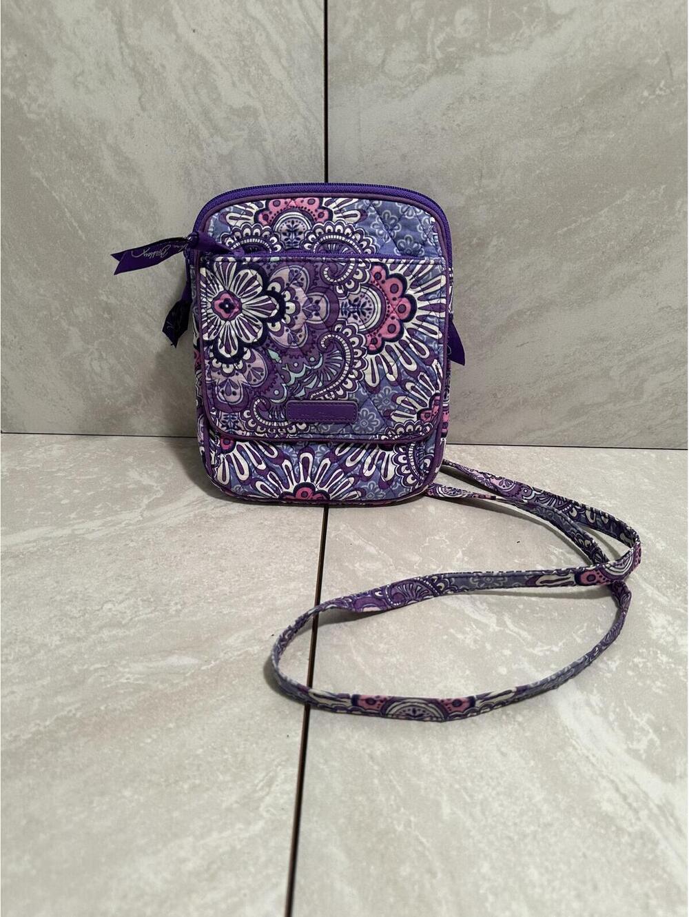 Vera Bradley purple pink paisley medallion quilted crossbody organizer bag